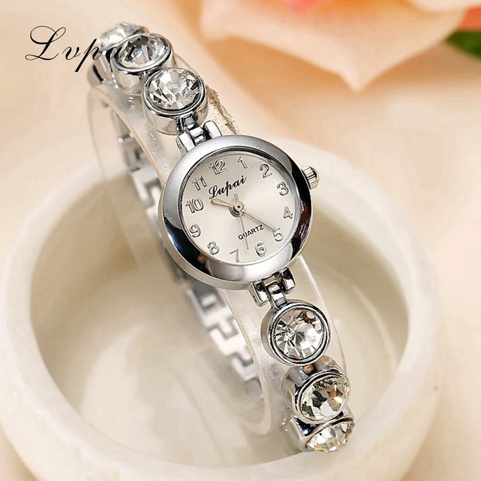 Lvpai Бренд Кварцевые Часы Женщины Платье Мода Наручные Кристалл Золото Серебро