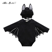 kids halloween rompers set black bat wing rompershats 2pcs suits newborn toddler baby girls boys jumpsuit baby playsuit outfits
