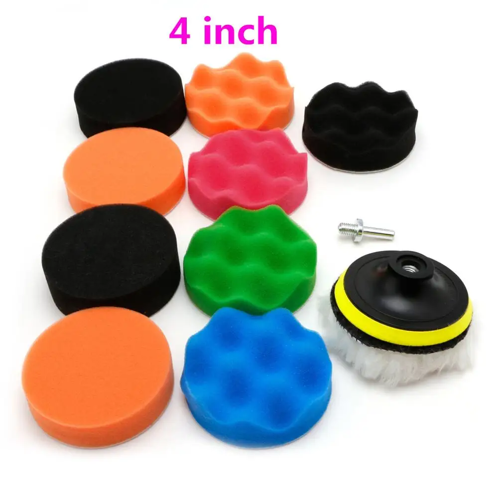 4 inch 11 шт./компл. 3/4/5/6/7 дюймов Губка для полировки полировальные подложки комплект для автомобиля, полировальная машинка для обслуживания автомобиля аксессуары C45 - Цвет: 4 inch