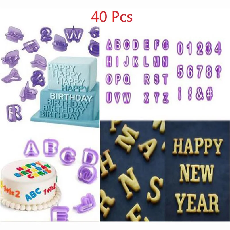 40 шт. буквы алфавита номер Fondant (сахарная) торт форма для выпечки бисквита