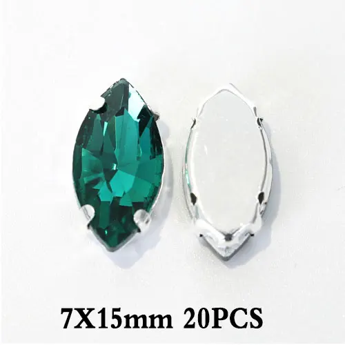 7x15mm-20PCS Стразы смешанной формы с синим цирконом, круглые, Пришивные, с золотым клешом, пришивные стразы с плоским основанием для украшения одежды Y3505 - Цвет: 7x15mm-20PCS