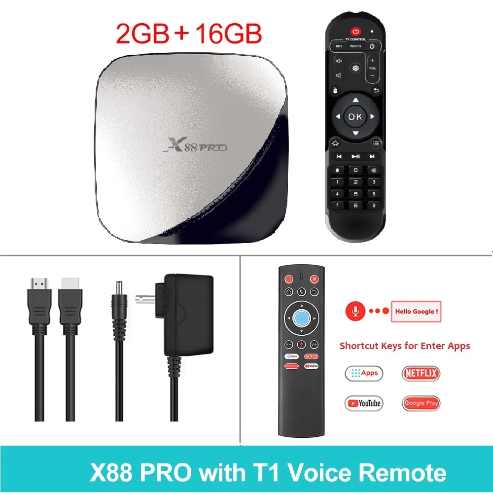 2GB16GB T1 Voice RC 4 ГБ 128 ГБ X88 Pro Smart tv BOX Android 9,0 Rockchip RK3318 четырехъядерный wifi проигрыватель Google X88Pro 4 ГБ 32 ГБ телеприставка 2 Гб 16 Гб - Цвет: 2GB16GB T1 Voice RC