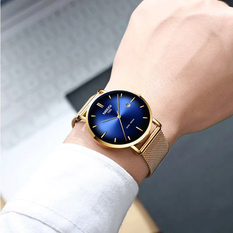 NIBOSI роскошные серебряные мужские часы зеленый цвет модные спортивные кварцевые