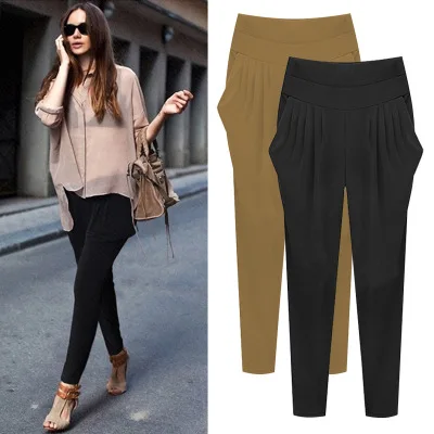 Новая мода плюс Размеры 2018 сезон: весна–лето Для женщин шаровары Повседневное