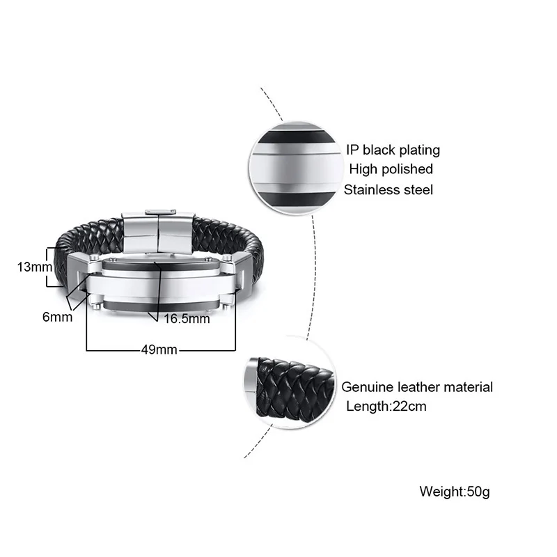 Браслет Vnox из натуральной кожи для мужчин и женщин браслет нержавеющей стали на