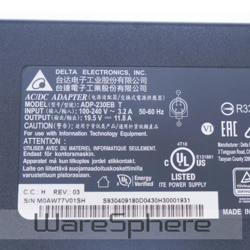 Delta/Chicony 230 Вт AC адаптер питания для MSI GT72 GT72VR ASUS ROG G751 G751JY зарядное устройство для ноутбука ADP-230EB T/A12-230P1A