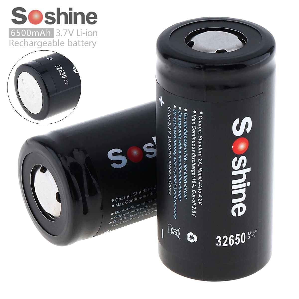 Светодиодный перезаряжаемый аккумулятор Soshine 2 шт. 6500 мАч 3 7 В 32650 18 А|rechargeable
