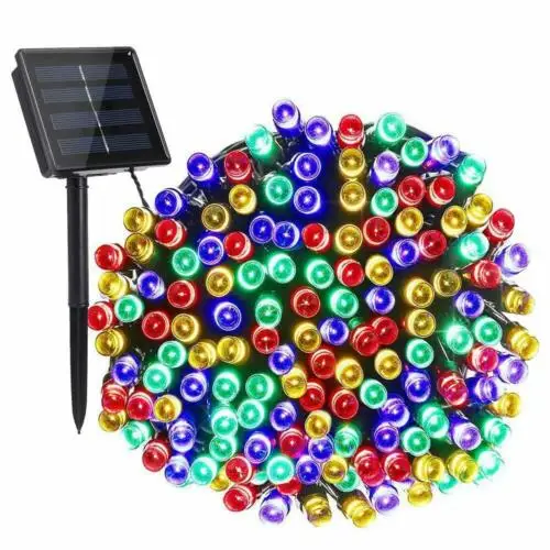 RGB 7 м 50 светодиодный светильник на солнечной батарее, уличный Сказочный светильник, водонепроницаемая уличная гирлянда, рождественские дома, садовые украшения, полосная лампа - Испускаемый цвет: RGB