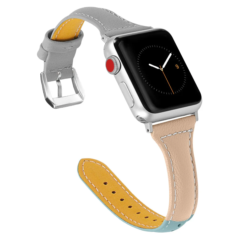 Кожаный ремешок для часов аpple 42 мм 38 iWatch 4 band 44 40 Т-образный браслет кожаный apple watch 3