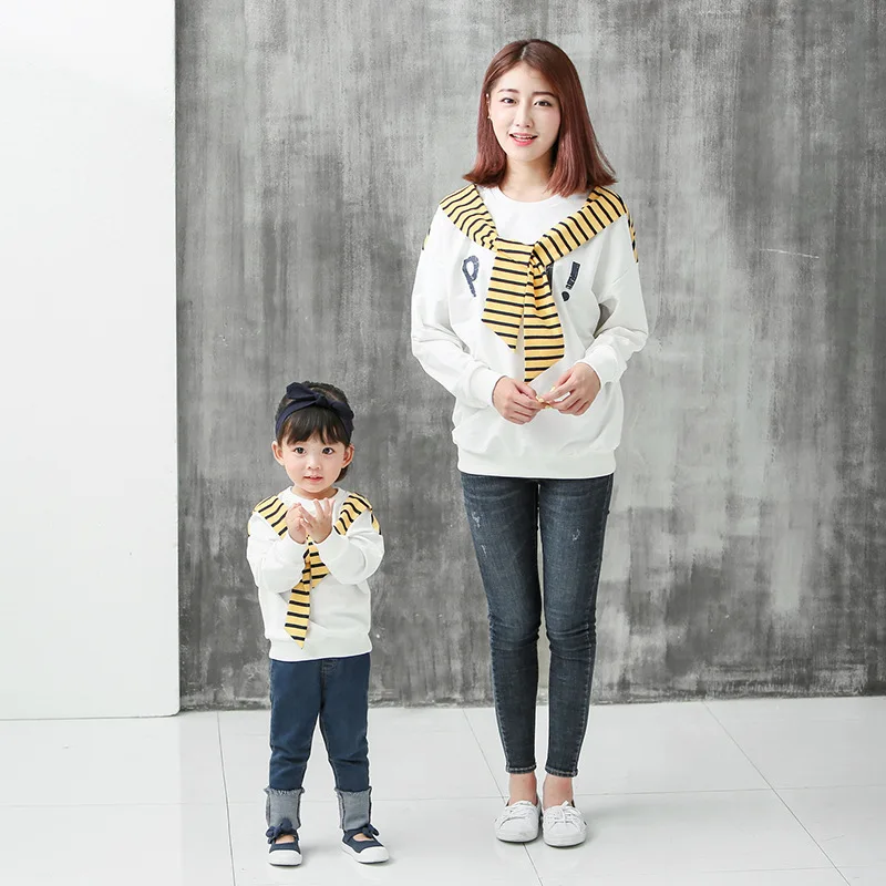 Новинка 2017 года сезон осень Одинаковая одежда для семьи мамы и дочки сына