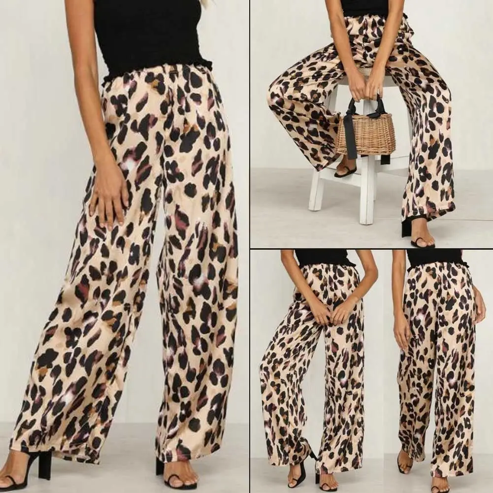 Женские брюки с животным леопардовым принтом широкие модные свободные женские