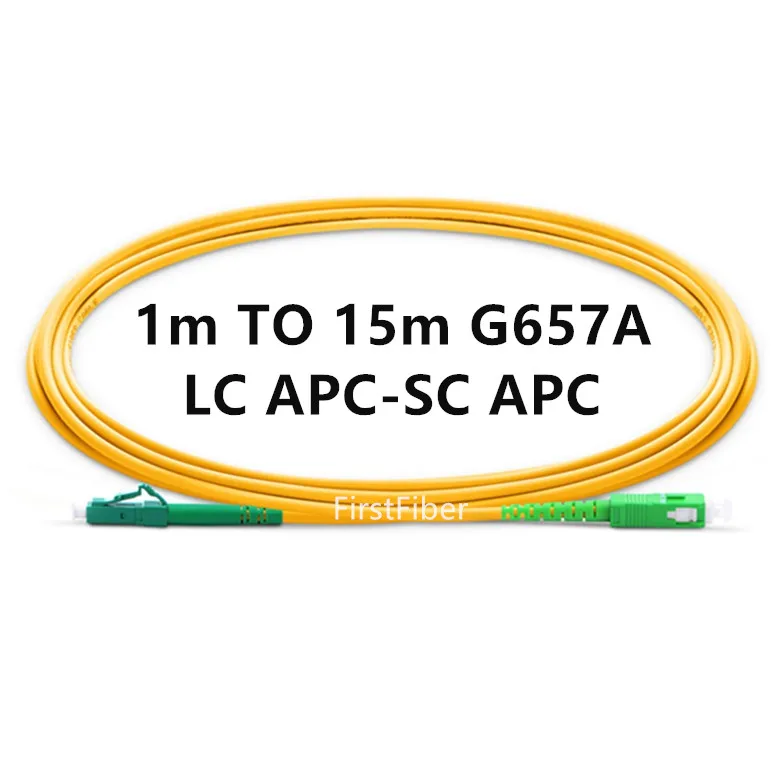 

LC APC to SC APC Fiber Patch Cable G657A, Jumper, Patch Cord Simplex 2.0mm PVC OS2 SM Bend Insensitive 1m 2m 3m 5m 10m 15m