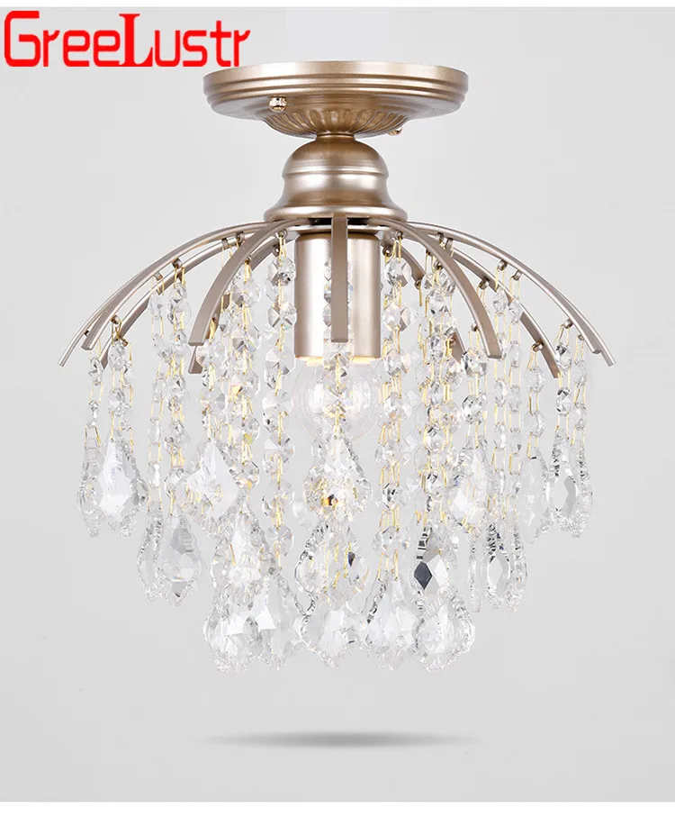 

American Crystal Led Chandelier Ceiling lamp Vintage Gold Chandeliers Pendant Lamp E27 Hanging Lamp for Bedroom light Fixtures