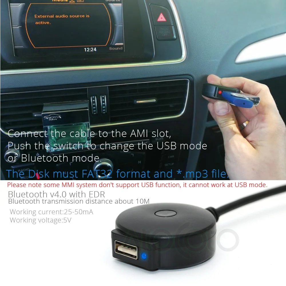 Bluetooth AUX кабель для приемника AtoCoto с USB адаптером VW Audi A4 A5 A6 Q5 Q7 Before 2009 аудио медиа