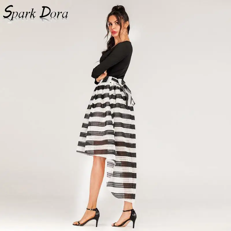 SparkDora 2019 Round Collar Long Sleeve Two piece Half length Dress Summer Clothes For Women | Женская одежда