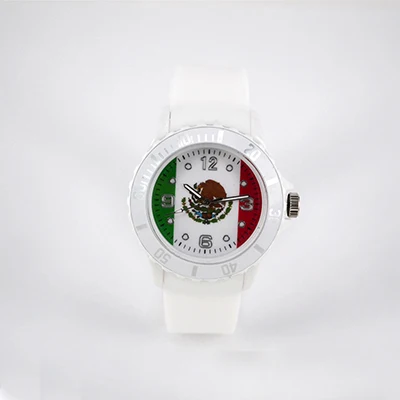 A14 Outdoor Portable Watch Flag Pattern Soccer Watch Football Sports Wristwatches Soft Fans Gift For Kids Military Student Men Women - Color: A14
