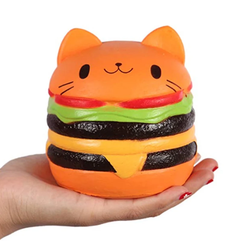 Orange Jumbo Cat Face Burger мягкие ароматизированные игрушки из искусственной кожи для снятия стресса, подарок на Рождество - Цвет: Orange