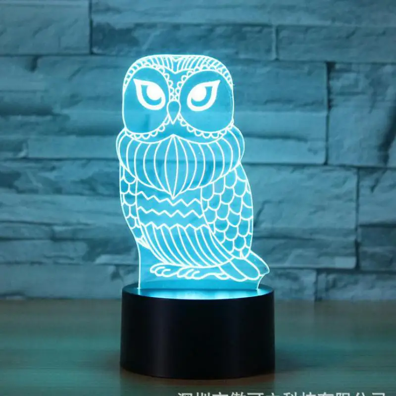 

Owl 3d Light Colorful Touch Remote Control 7 color change Visual Led Night Light Novelty Led Usb 3d Light Fixtures