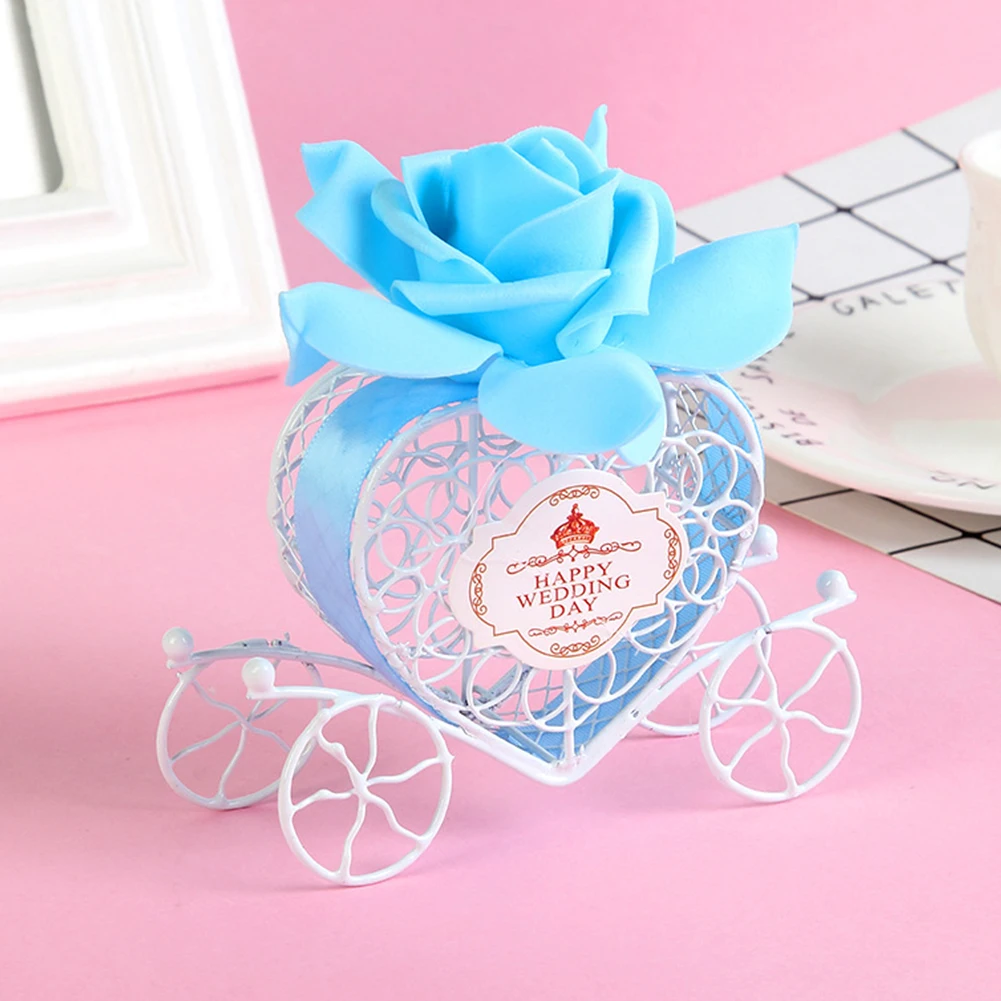 Сердце коробка для сладостей в виде кареты 2 шт. Синий Железный полый сладкий