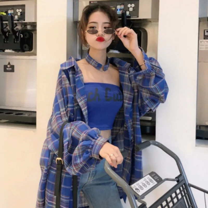 Костюм для джазовых танцев топы женщин 2 шт. клетчатая рубашка + накидка на грудь