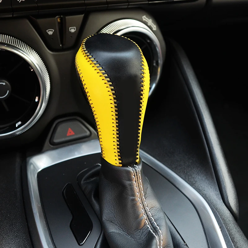 Leather Car Gear Shift collars cover For Chevrolet camaro 2016 2017 2018 accessories | Автомобили и мотоциклы