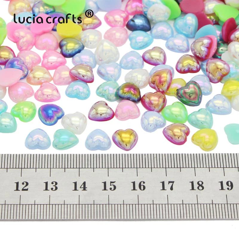Продажа Lucia Crafts 100 шт. 10 мм бусины в форме сердца из АБС пластика с плоской обратной