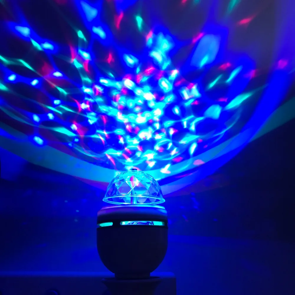 E27 3 Вт AC90 260V красочная Автоматическая вращасветодиодный RGB Светодиодная лампа