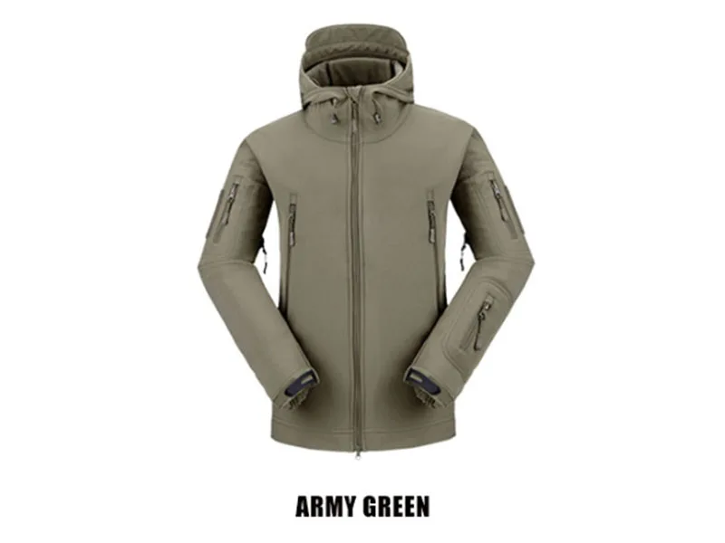 ARMY GREEN WZJP Тактическая Военная флисовая куртка Мужская охотничья одежда наружная Акула кожа Водонепроницаемая Боевая флисовая куртка с подогревом 10 цветов - Цвет: ARMY GREEN