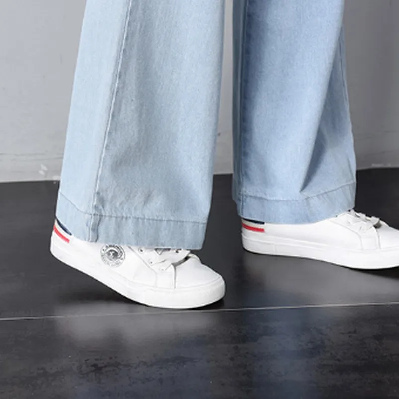 PLAMTEE Винтаж широкие брюки джинсы свободные промывают водой Высокая Талия