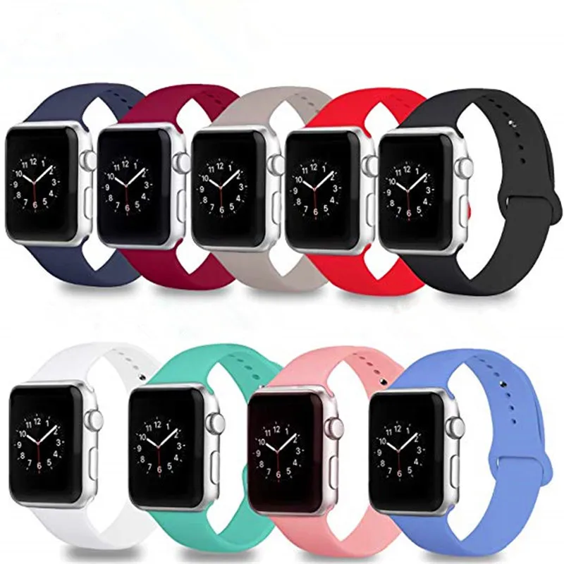 Спортивная мягкая силиконовая лента для наручных часов Apple Watch 4/3/2/1 Для мужчин's и Для женщин заменить Для мужчин t ремешок для наручных часов Iwatch серии 44/42/40/38 мм