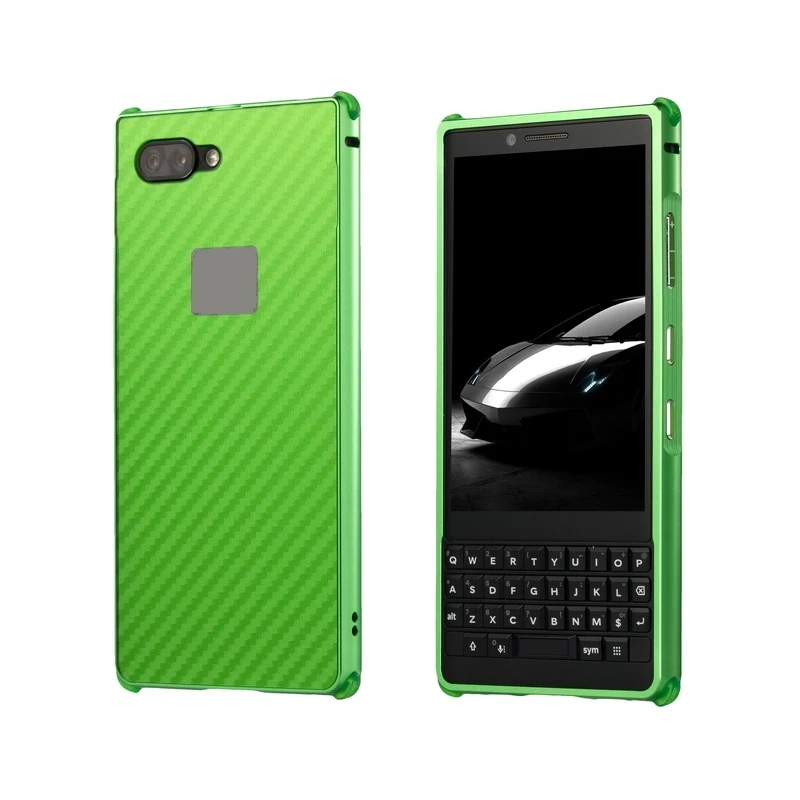Carbon Fiber Green Чехол для Blackberry Key 2 чехол противоударный металлический алюминиевый каркас роскошный пластиковый чехол для Blackberry Key2 Keytwo чехол - Цвет: Carbon Fiber Green