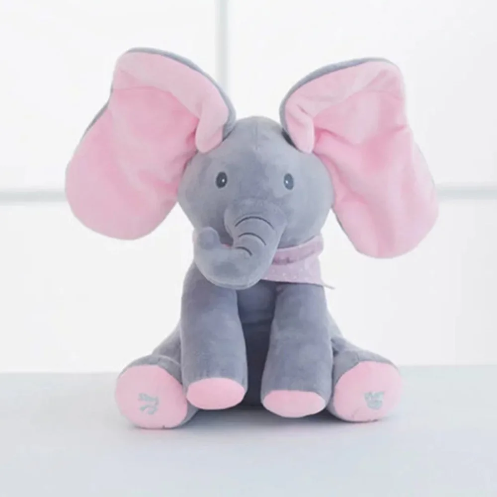 lovely friendly peekaboo shy small elephant child comfort toy plush doll music ml301-2 | Игрушки и хобби