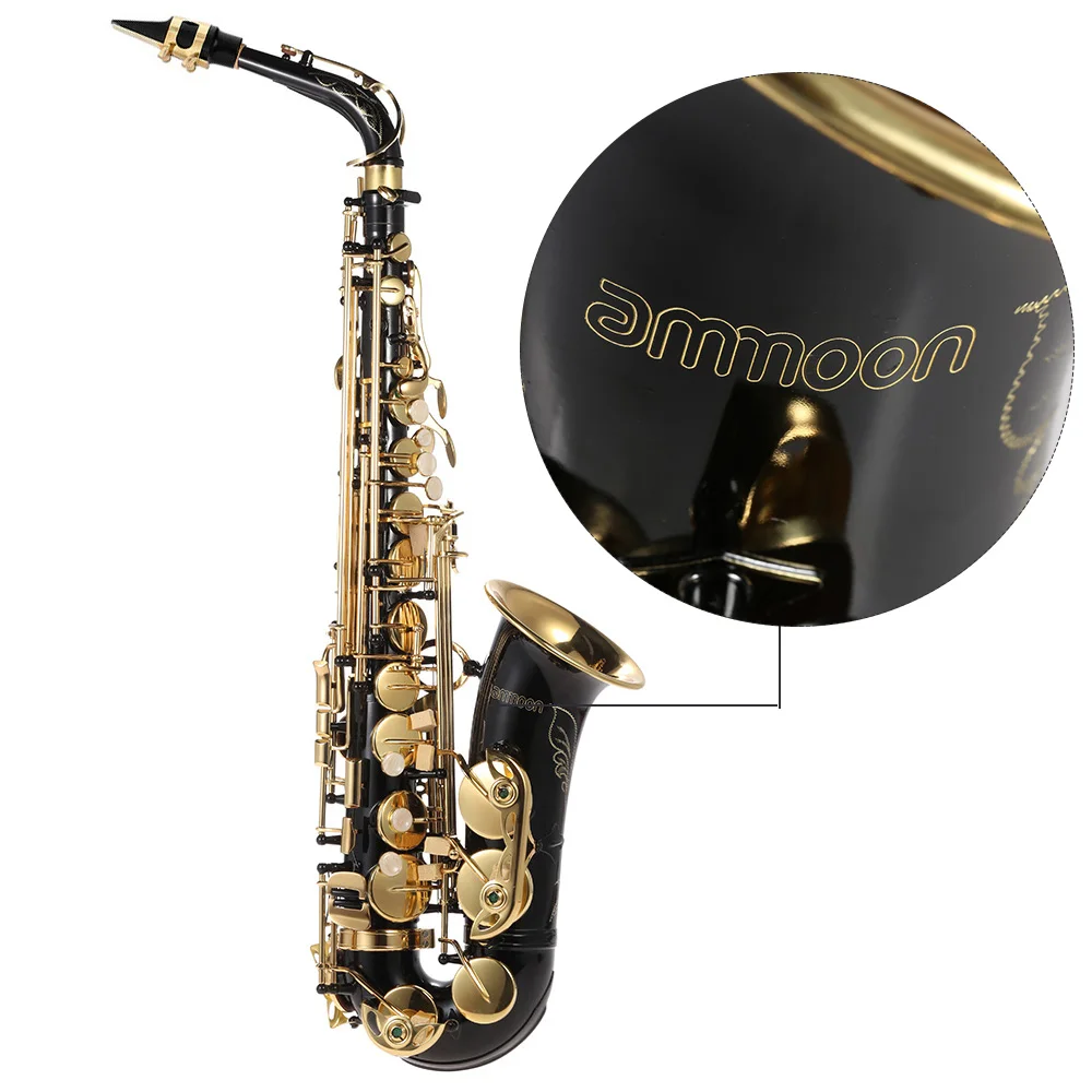 Ammoon bE Alto саксофон латунный лакированный Золотой E плоский Sax 82Z тип ключа духовой инструмент с чистящей щеткой