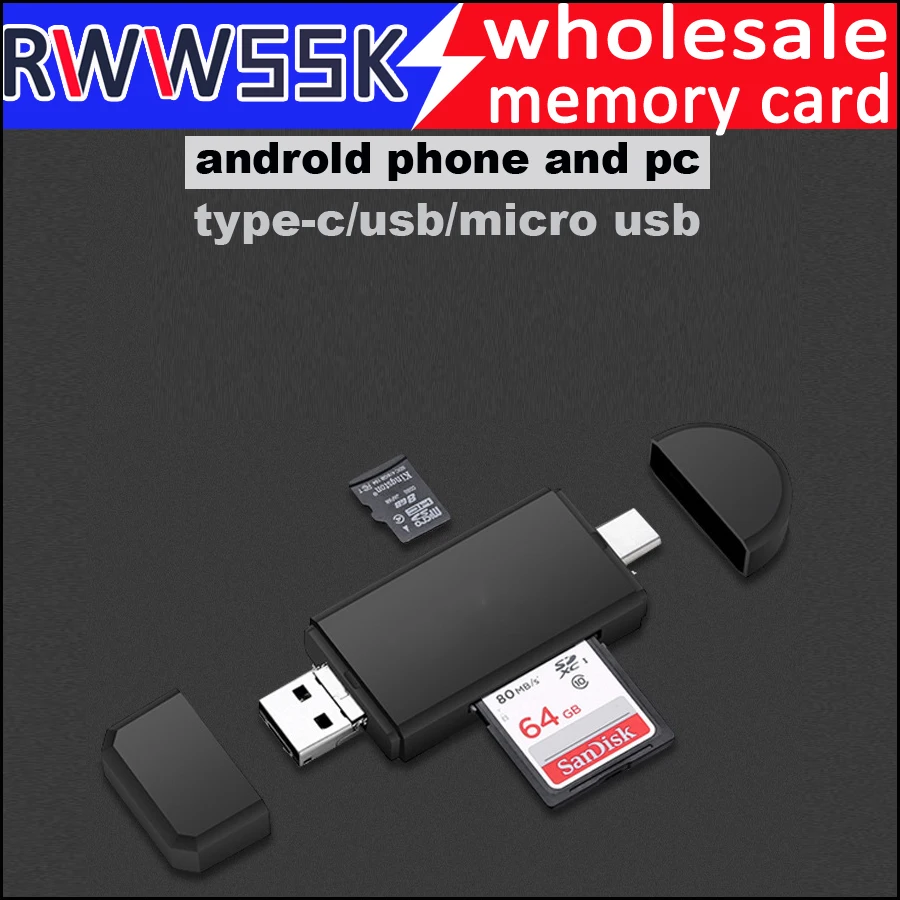 Type-C micro USB USB2.0 3 в 1 OTG Кардридер высокоскоростной Универсальный TF/SD кардридер для