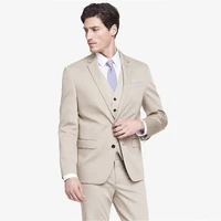 beige slim fit business mens suits 2019 wedding tuxedos groom wear 3 pieces jacketpantsvest bridegroom blazer costume homme