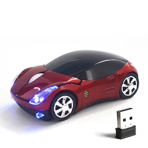 Sovawin 1200 dpi 2,4G Беспроводная мини-мышь в форме автомобиля USB оптическая мышь светодиодный свет для ПК ноутбука компьютера домашнего офиса использования - Цвет: Red