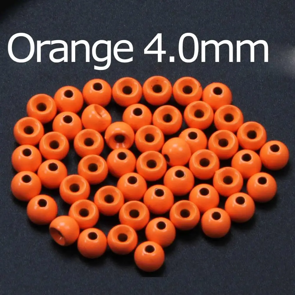 4.0O Angler Dream 100 шт 2,0-4,65 мм оранжевый/желтый/розовый мухобойка вольфрамовые Бусины круглые Нимфа голова мяч мухобойка материал - Цвет: 4.0O