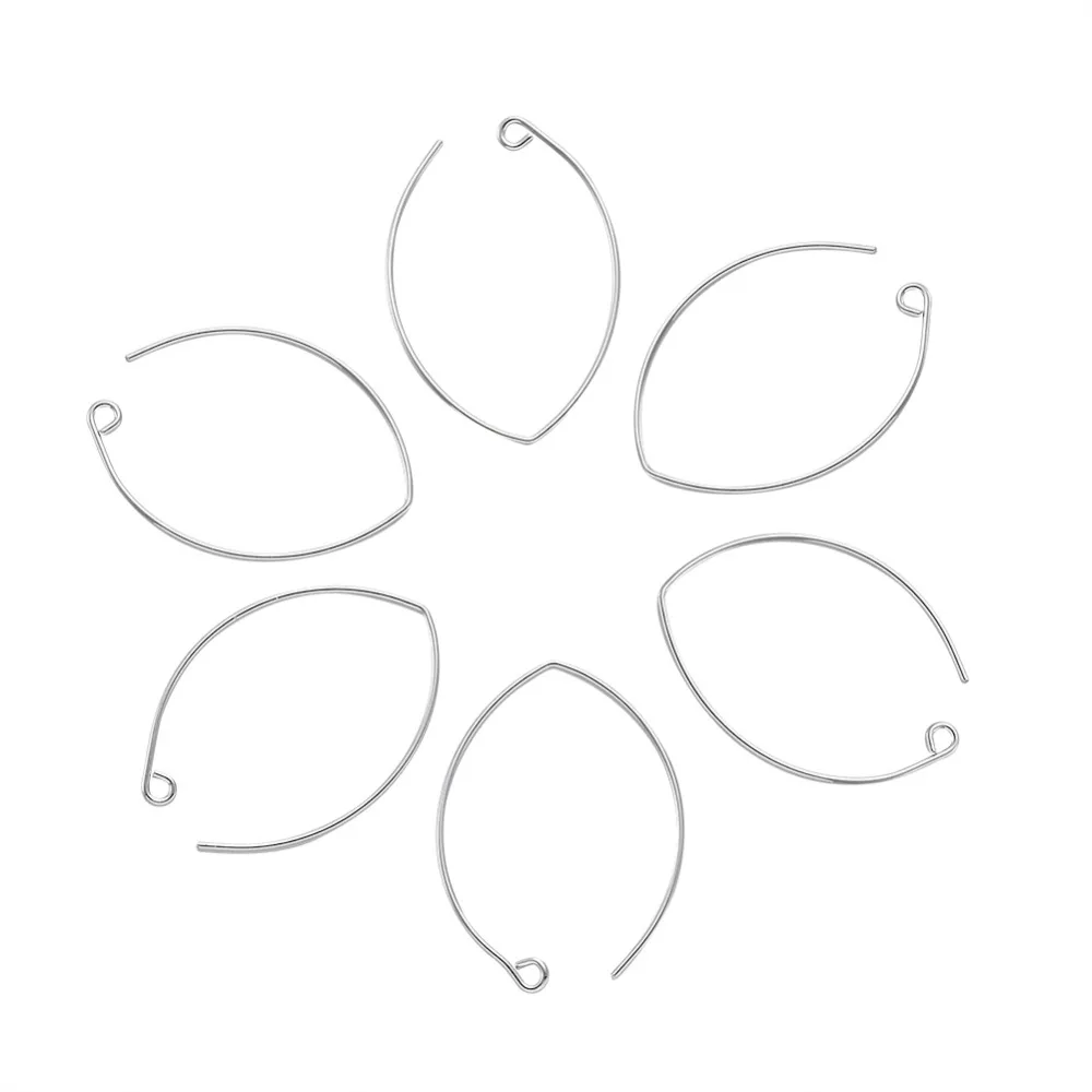 Pandahall 100 шт./лот около 23X37X1mm Платиновые латунные серьги проволочные обручи