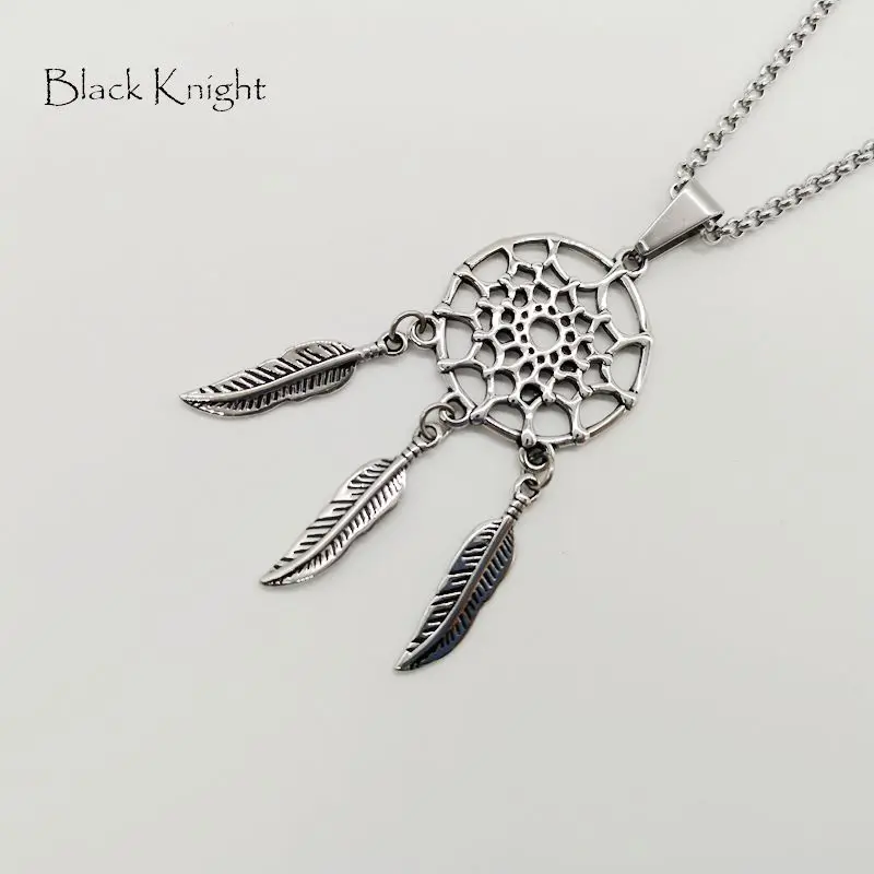 Черный рыцарь Ловец снов ожерелье винтажное серебро Цвет Нержавеющая сталь