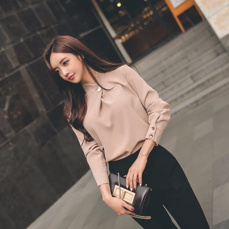 2017 Весна Summer пикантные Женские Crop Top шифон SH or футболка Тонкий черные брюки OL office