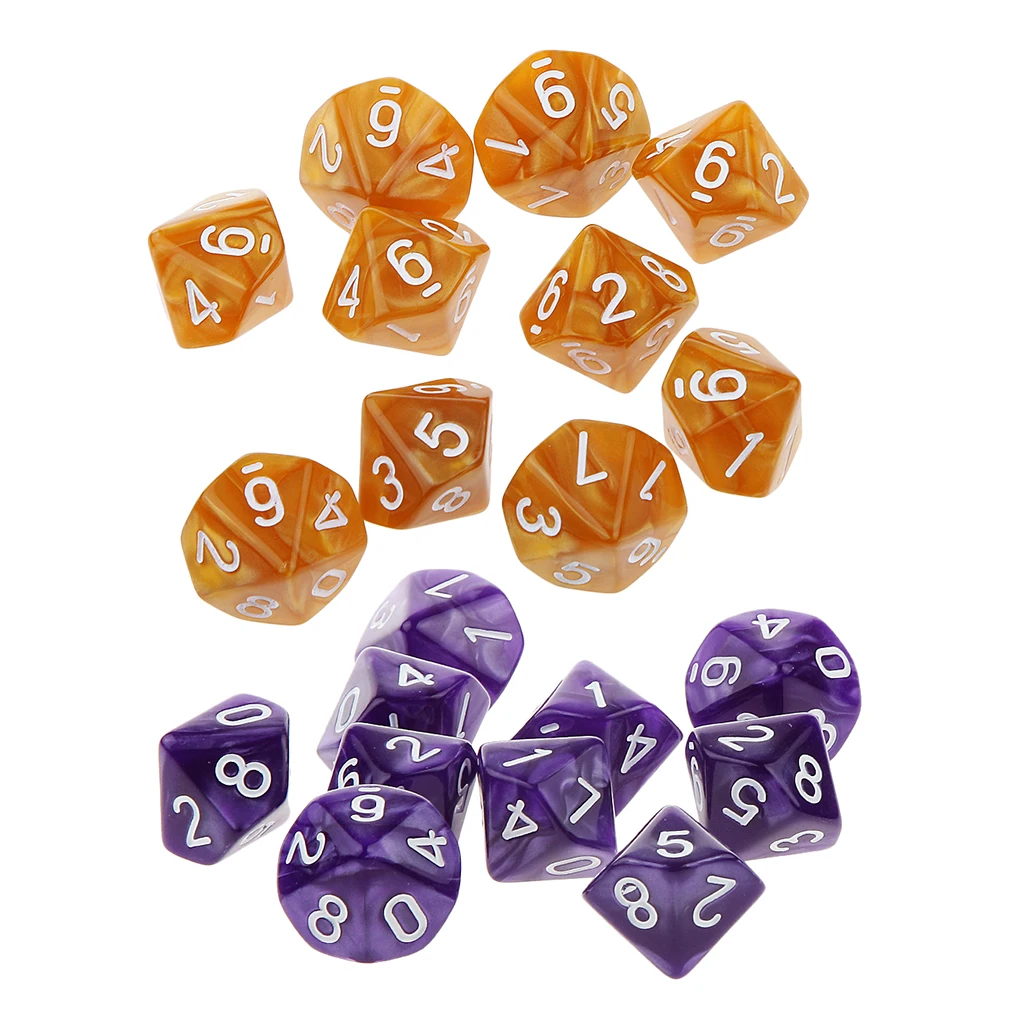 20pcs D & кубики для RPG Dungeons и Dragons настольные игры ролевых игр многогранные D6 D10 D12 D20
