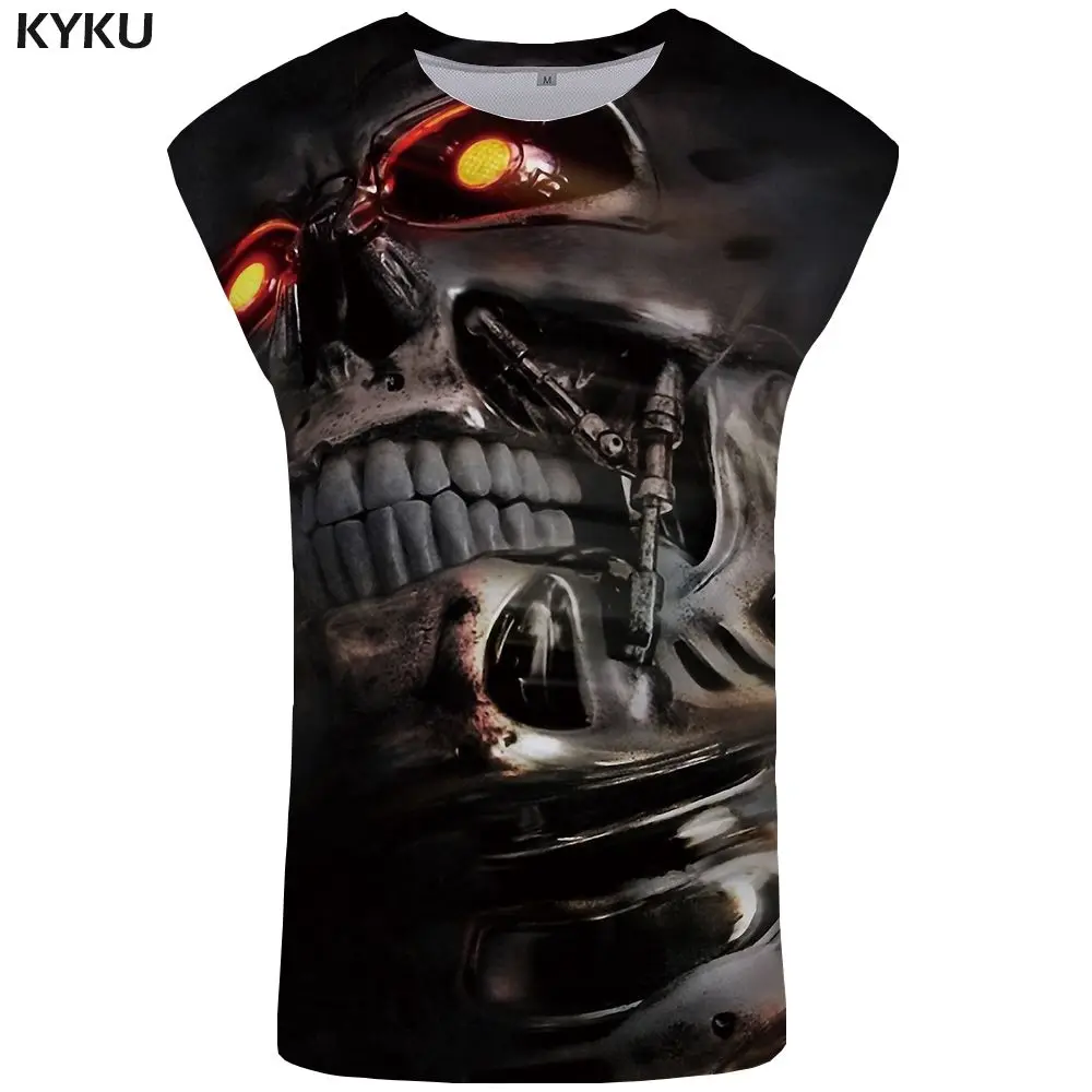 Tank Top 06 KYKU череп на бак Топ для мужчин черный Ftness одежда дьявол Tanktop 3D мужчин s Бодибилдинг майка без рукавов рубашка человек Аниме - Цвет: Tank Top 06