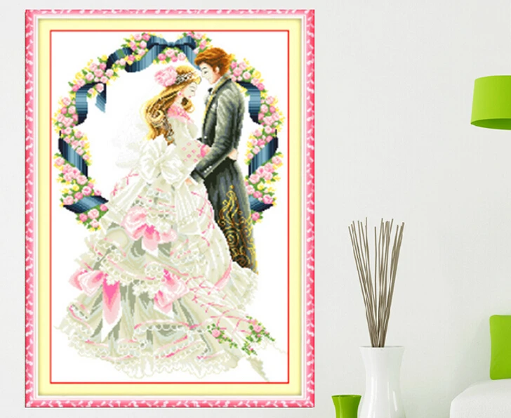 POVUOP печать крестиком Романтическая свадьба Росс стежок для спальни гостиной