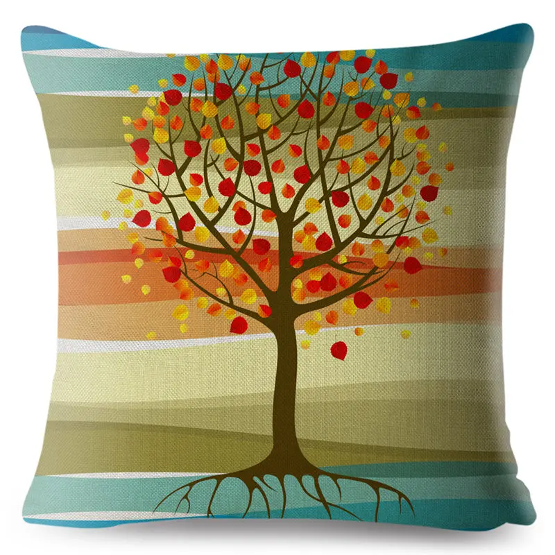 Autumn Colorful Tree Leaves Leaf Print Pillow Cover 45*45 Cushion Linen Throw Pillows Cases Sofa Home Decor Covers | Дом и сад