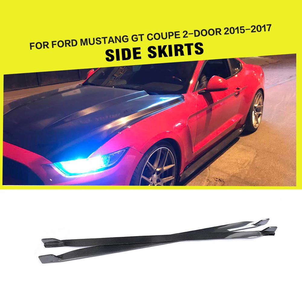 Боковые накладные юбки из углеродного волокна для Ford Mustang Coupe Convertible 2 Door 2015 2016