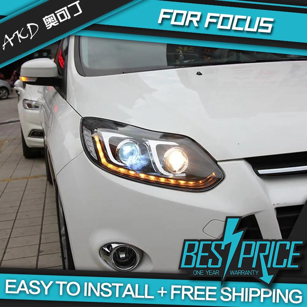 Автомобильный Стайлинг для Ford Focus фары 2012 2014 светодиодный задний фонарь DRL