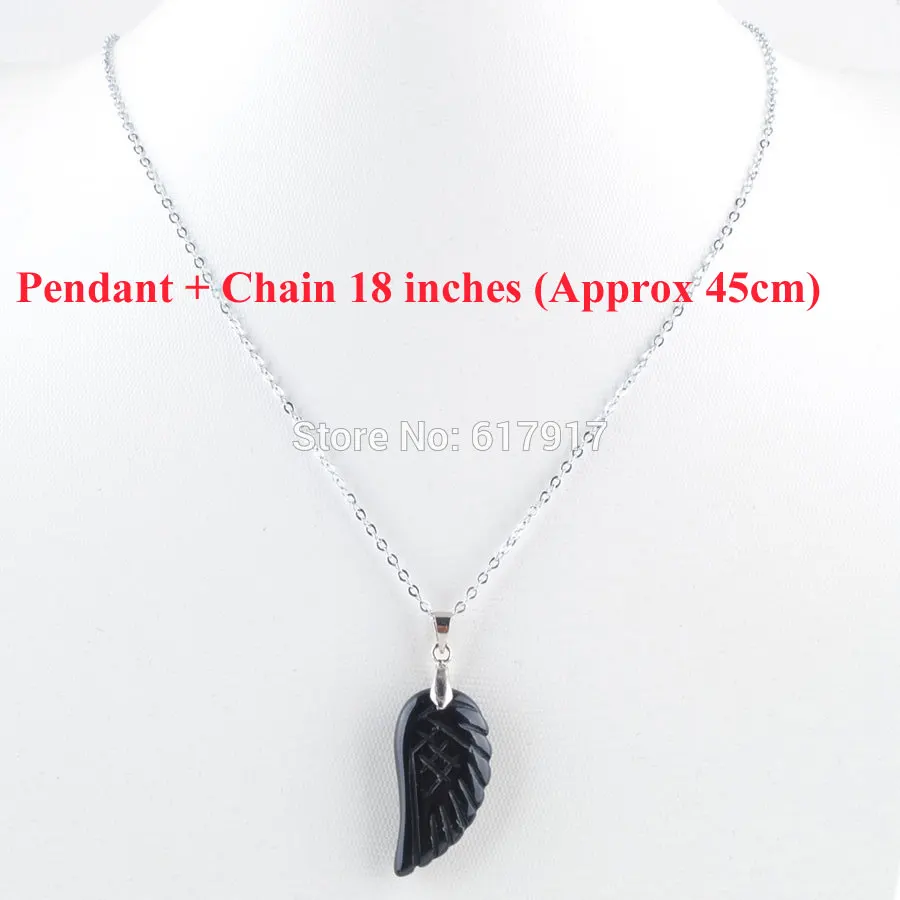 Agate Pendant Chain RONGZUAN Крылья ангела кулон натуральный камень аметисты золотой песок Роза кварца тигровый глаз бусины кулон и ожерелье цепь TBN358 - Окраска металла: Agate Pendant Chain