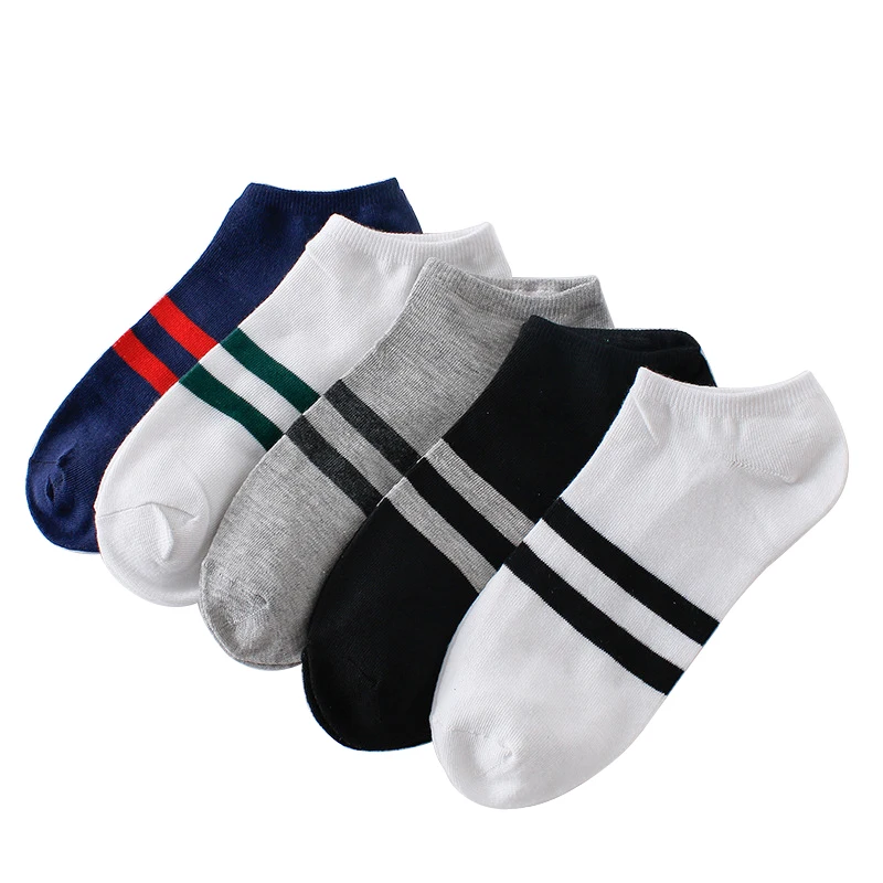 10pcs=5pairs Men's Socks Cotton Stripe Boat Socks All Seasons Spring Autumn Male Casual Men Sock Breathable Men Ankle Sock Meias