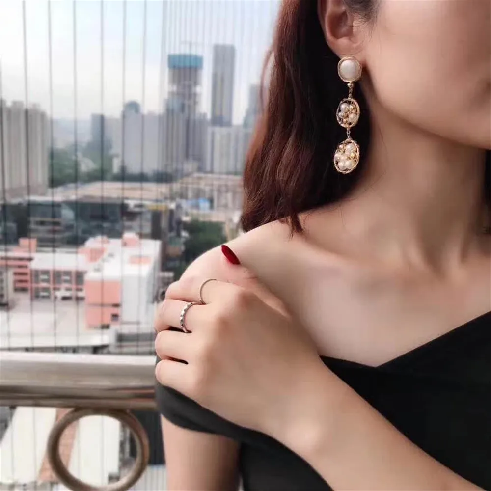 

hand made fine jewelry factory wholesale fashionable 14k gold wrap natural white pearl gemstone pearl earring for women