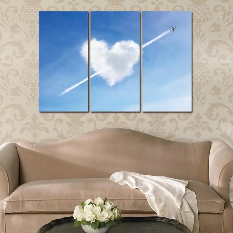 Картины на холсте искусство рисунок 3 предмета облако сердце любовь без рамки |